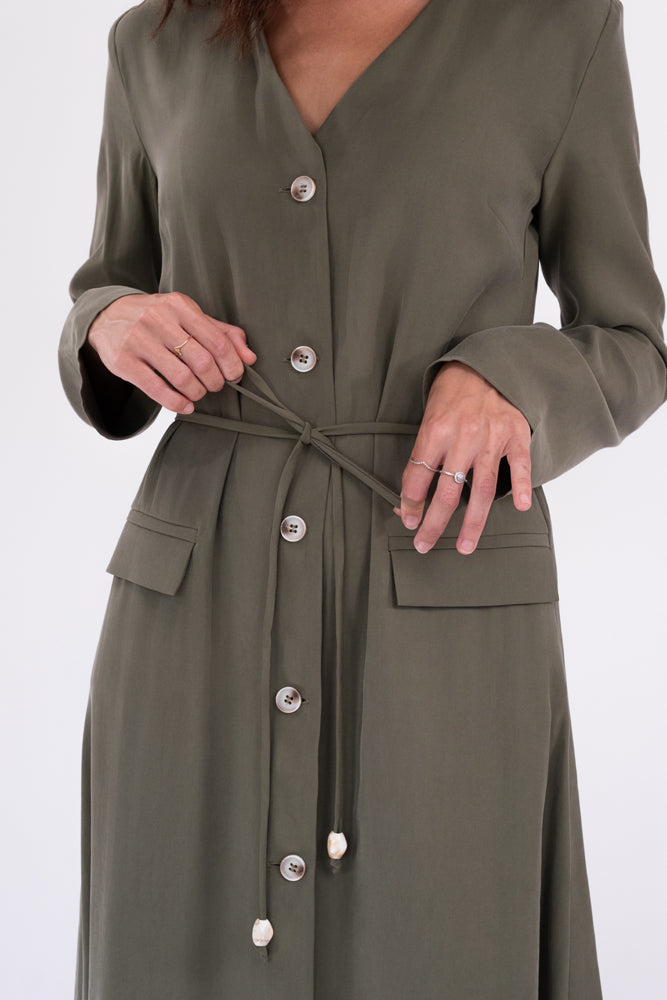 THE SHIRA DRESS KHAKI