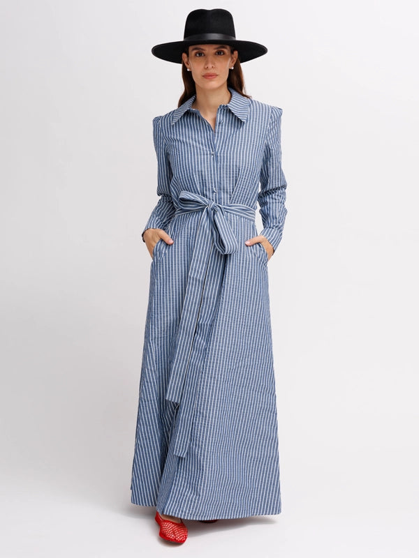 The Rachel Dress Blue Stripe