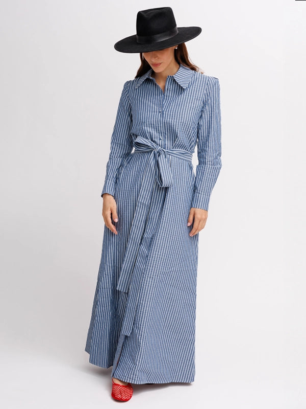 The Rachel Dress Blue Stripe