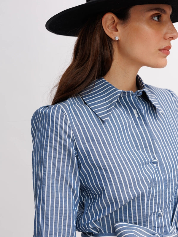 The Rachel Dress Blue Stripe