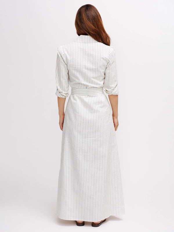 The Rachel Dress Ivory Stripe