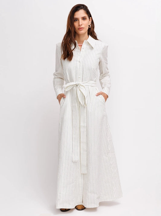 The Rachel Dress Ivory Stripe