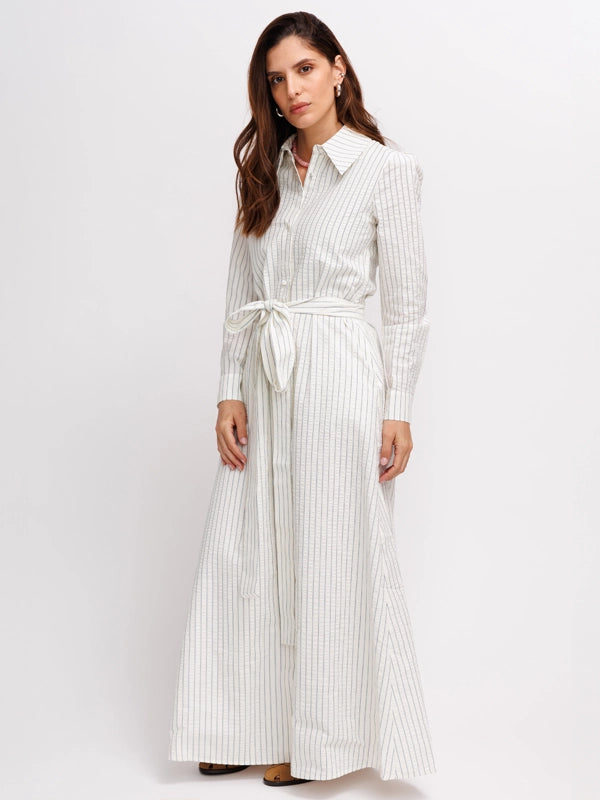 THE RACHEL DRESS IVORY STRIPE