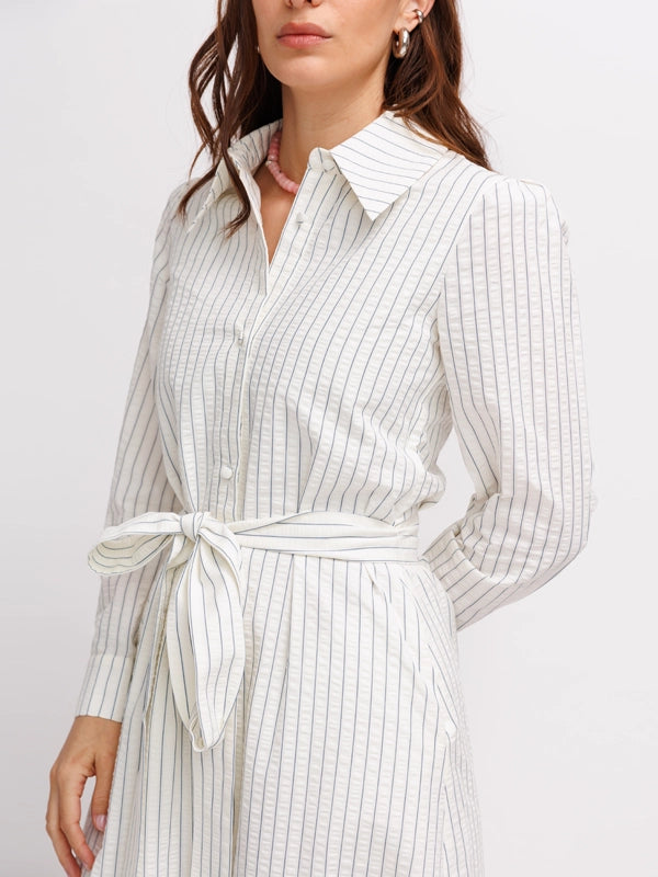 The Rachel Dress Ivory Stripe